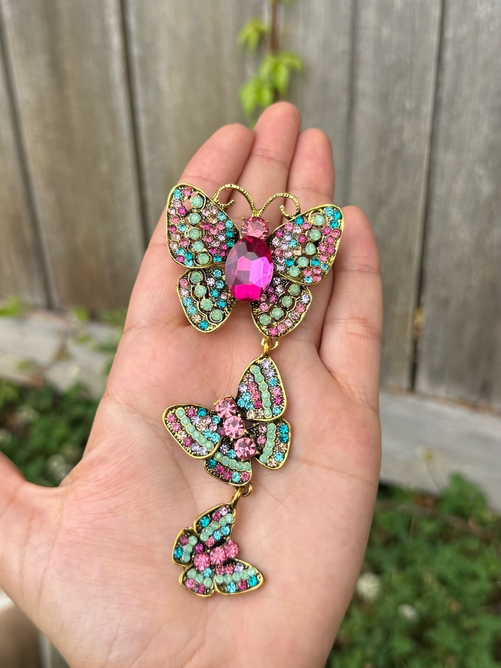 Multicolor Crystal Butterfly Brooch - Women Jewelry - Picture 3 of 4